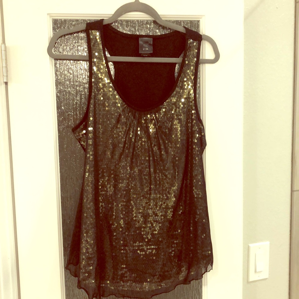 Layered sequin gold tank